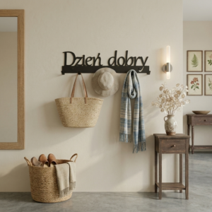 Metalowy Wieszak do przedpokoju dzień dobry