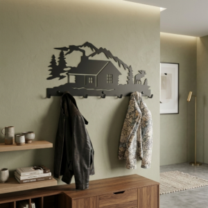 Metalowy ścienny wieszak na ubrania dom w górach