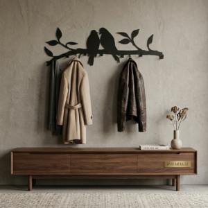 Metalowy wieszak ścienny Ptaki na gałęzi