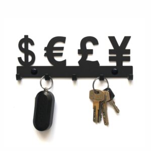 Nowoczesny Metalowy ścienny Wieszak na klucze Waluty