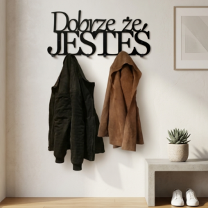 Metalowy wieszak na ubrania Dobrze że jesteś prezent