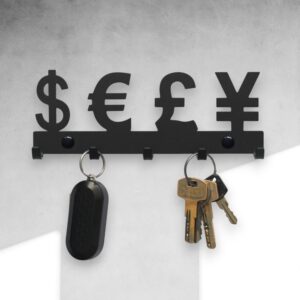 Czarny Wieszak na klucze Waluty