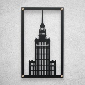 Czarna Metalowa Dekoracja ścienna Pałac kultury ozdoba na ścianę