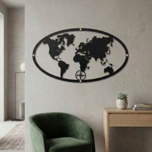 Metalowa Dekoracja ścienna mapa świata