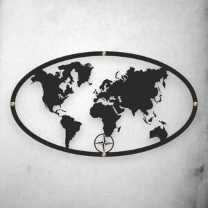 Nowoczesna Dekoracja ścienna mapa świata owalna