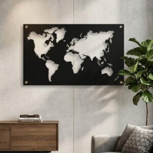 Metalowa dekoracja mapa świata