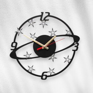 Czarny Zegar ścienny Planeta