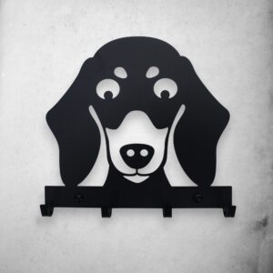 Metalowy Wieszak na smycze jamnik