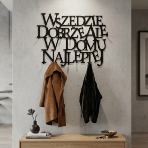 Metalowy Wieszak do przedpokoju Wszędzie dobrze ale w domu najlepiej