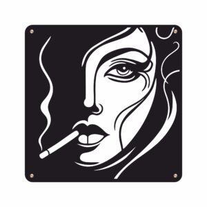 Oryginalna Czarna metalowa Dekoracja ścienna kobieta z papierosem