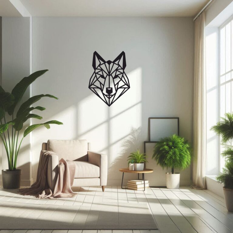 Wilk geometryczny metalowa dekoracja