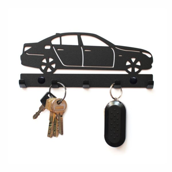 Motoryzacyjny Czarny metalowy Wieszak na klucze BMW 5 e60 do przedpokoju