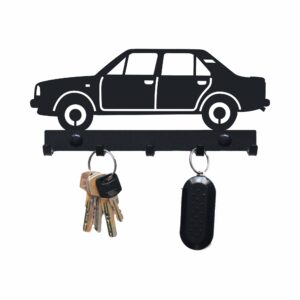 Kultowy Czarny metalowy Wieszak na klucze Skoda 120