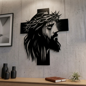 Metalowy obraz Krzyż na ścianę Pan Jezus