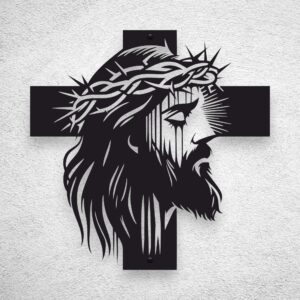 Czarny Metalowy obraz krzyż Pan Jezus