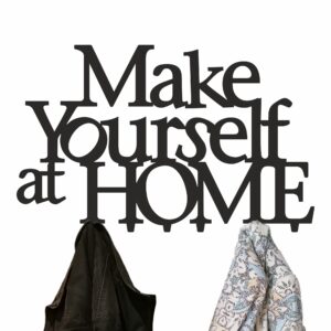 Nowoczesny Wieszak ścienny z cytatem Make yourself at home