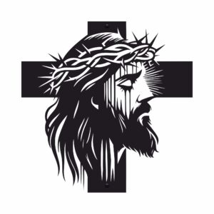 Czarny Obraz metalowy na ścianę krzyż Pan Jezus