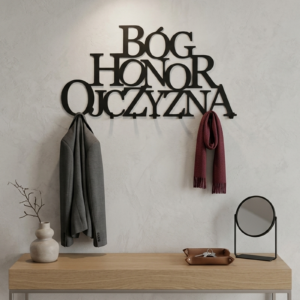Patriotyczny Wieszak do przedpokoju Bóg Honor Ojczyzna