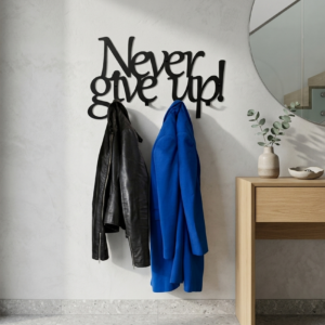 Metalowy Wieszak do przedpokoju Never give up