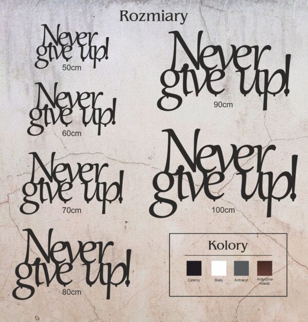 Wieszak do przedpokoju Never give up - obrazek 5