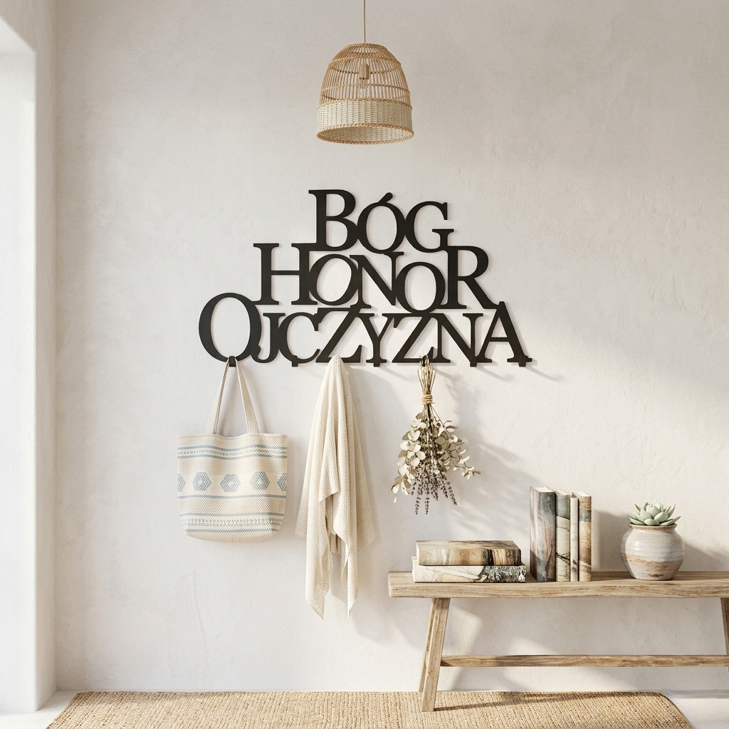 Nowoczesny Wieszak na ubrania Bóg Honor Ojczyzna
