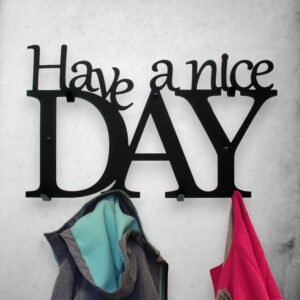 Czarny metalowy Wieszak na ubrania Have a nice day