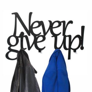 Czarny Wieszak na ubrania do przedpokoju Never give up