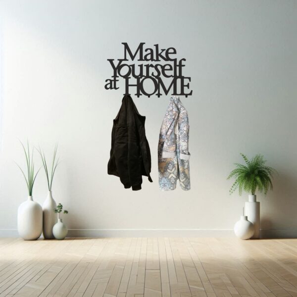 Duży Wieszak z cytatem na ścianę Make yourself at home