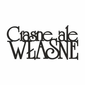 Czarny metalowy napis na ścianę do salonu Ciasne ale własne