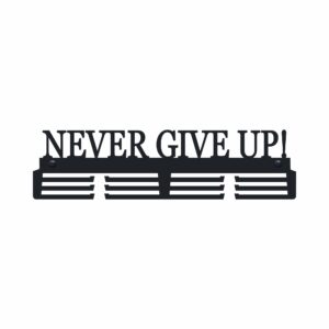 Fajny Metalowy Wieszak na medale Never give up