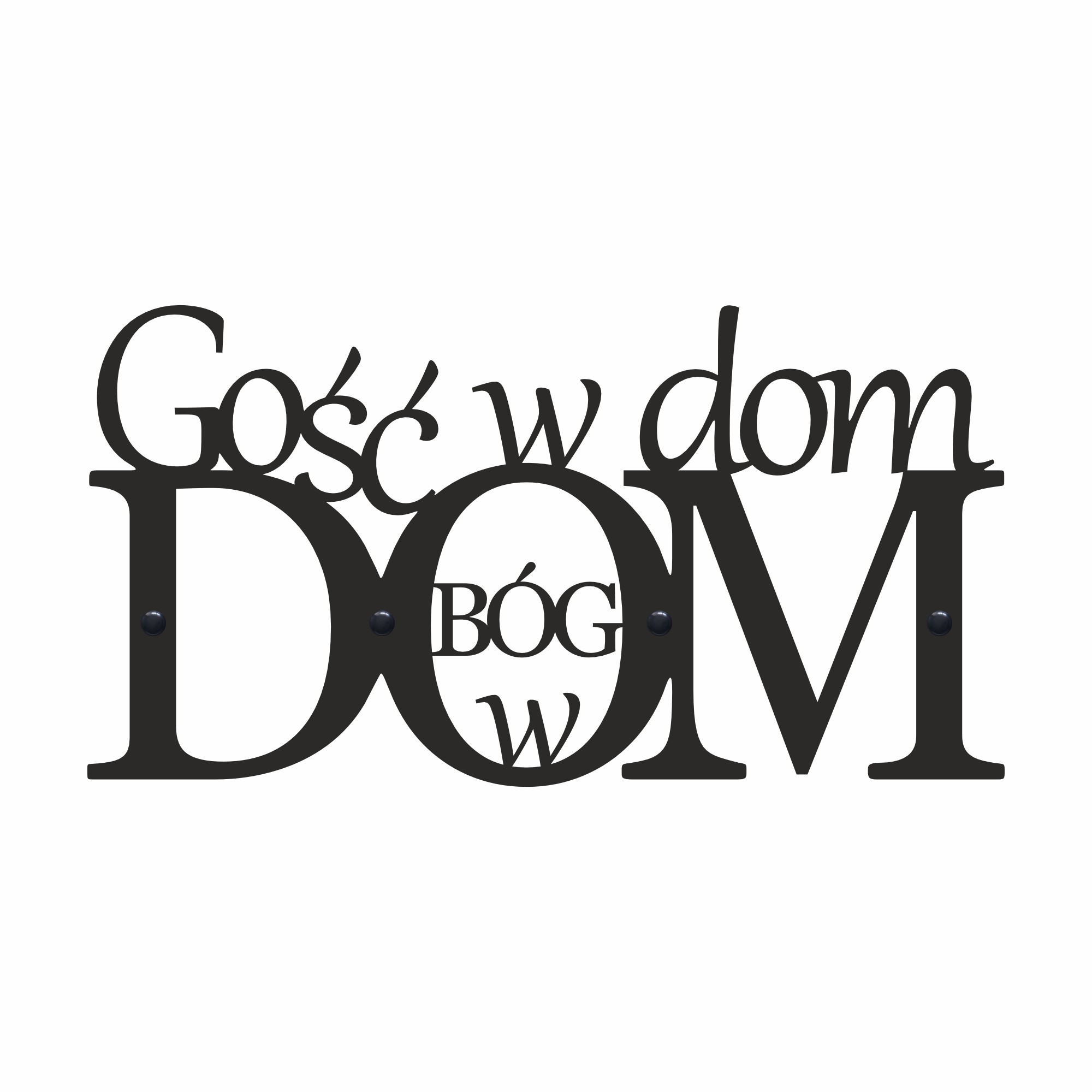 Czarny Tradycyjny Metalowy napis na ścianę do salonu Gośc w Dom Bóg w Dom