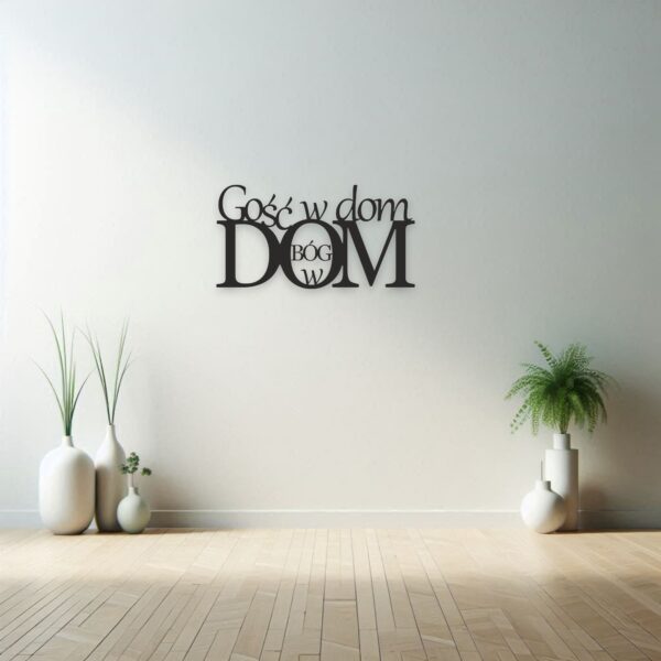 Elegancki Metalowy Napis ścienny Gość w Dom Bóg w Dom