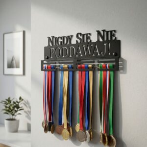 Piękny Wieszak na medale Nigdy się nie poddawaj