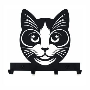 Metalowy Wieszak na ścianę na smycze kot
