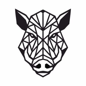 Dekoracja z metalu do salonu dzik geometryczny