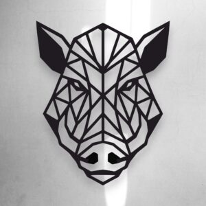 Metalowa Dekoracja ścienna dzik geometryczny