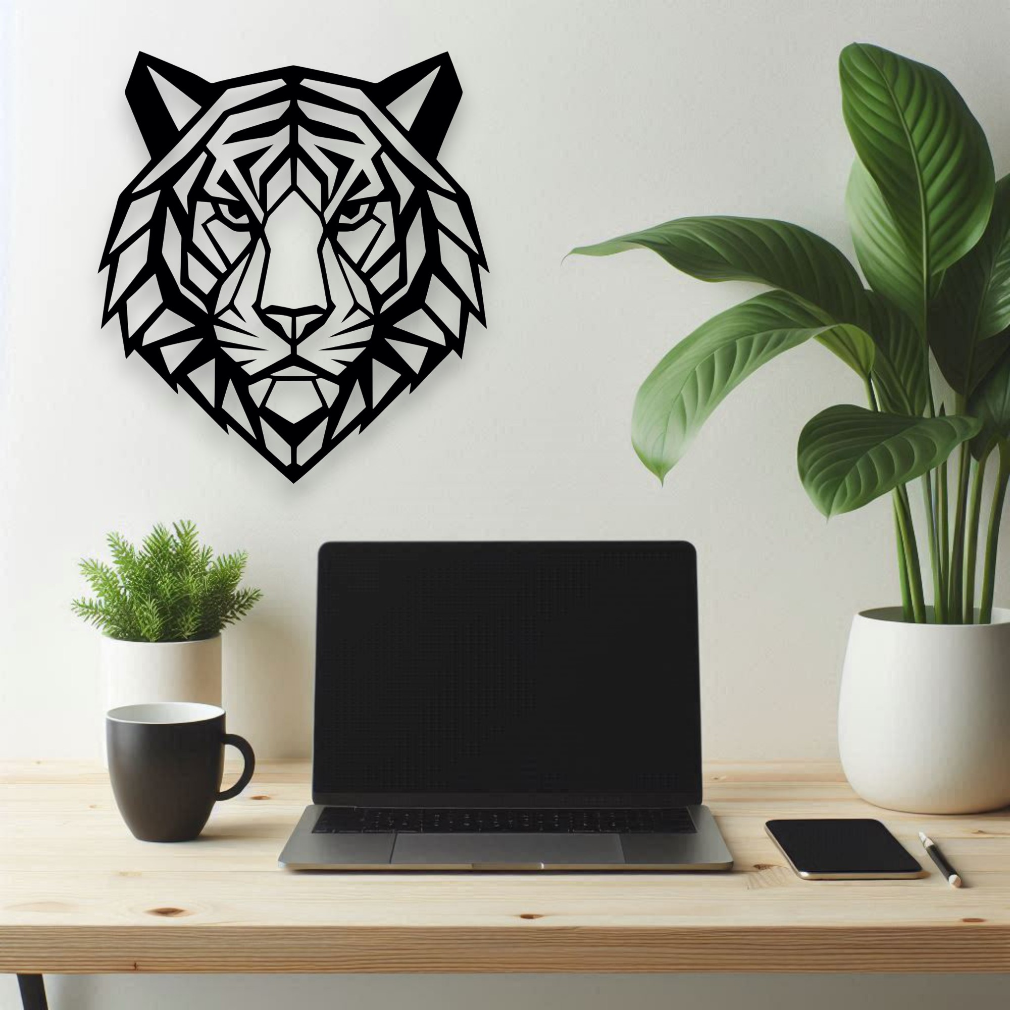 Dekoracja ścienna do salonu tygrys geometryczny