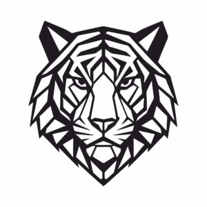 Nowoczesna Metalowa Dekoracja tygrys geometryczny