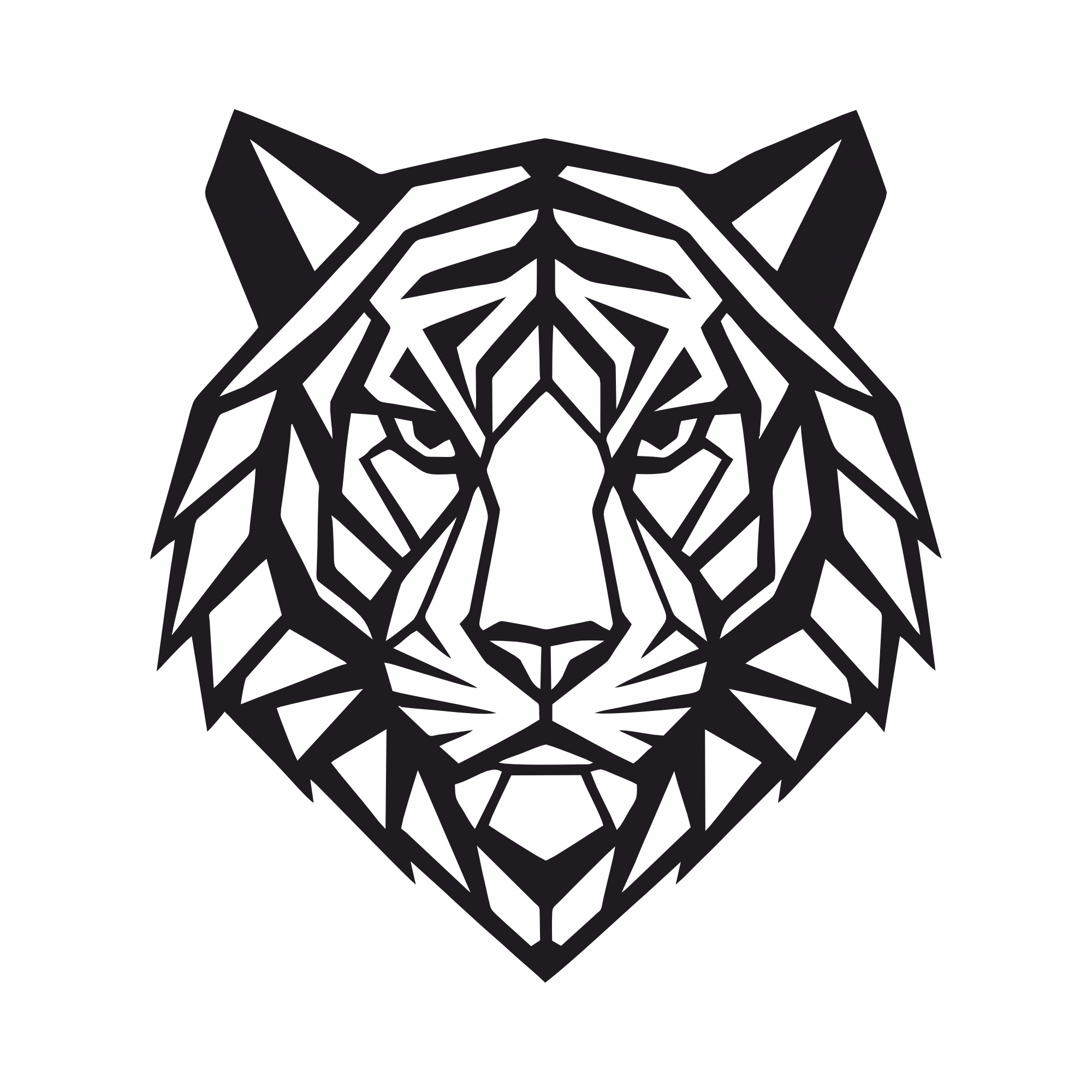 Nowoczesna Metalowa Dekoracja tygrys geometryczny