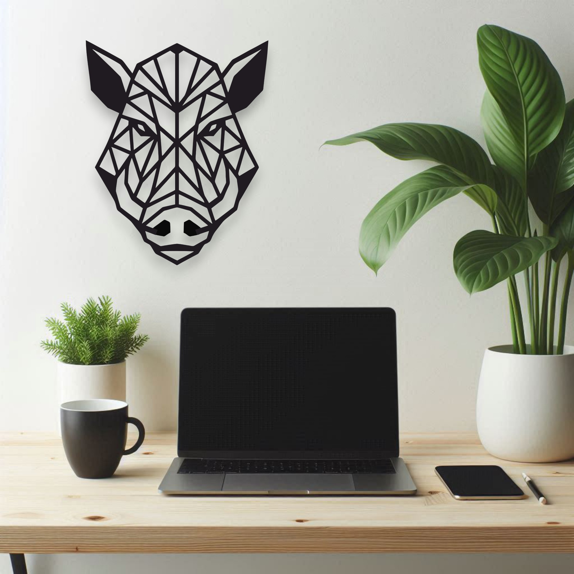 Dzik geometryczny na ścianę do salonu