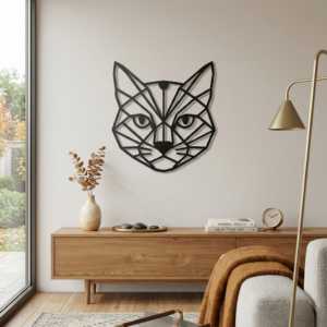 Metalowa dekoracja ścienna do salonu Kot