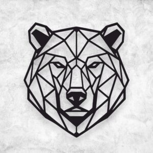 Nowoczesna Metalowa dekoracja ścienna niedźwiedź geometryczny