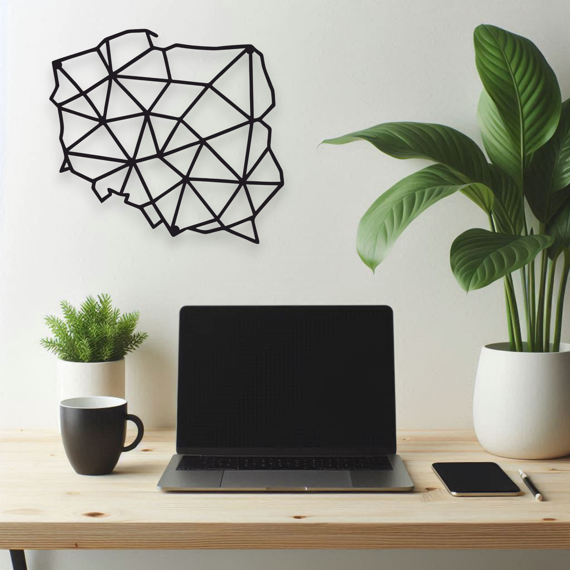 Nowoczesny metalowy obraz geometryczny Mapa Polski