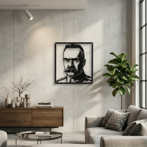 Czarny Obraz z metalu Józef Piłsudski