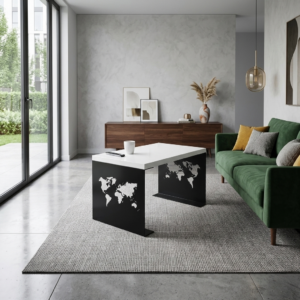 Metalowy Stolik kawowy mapa świata