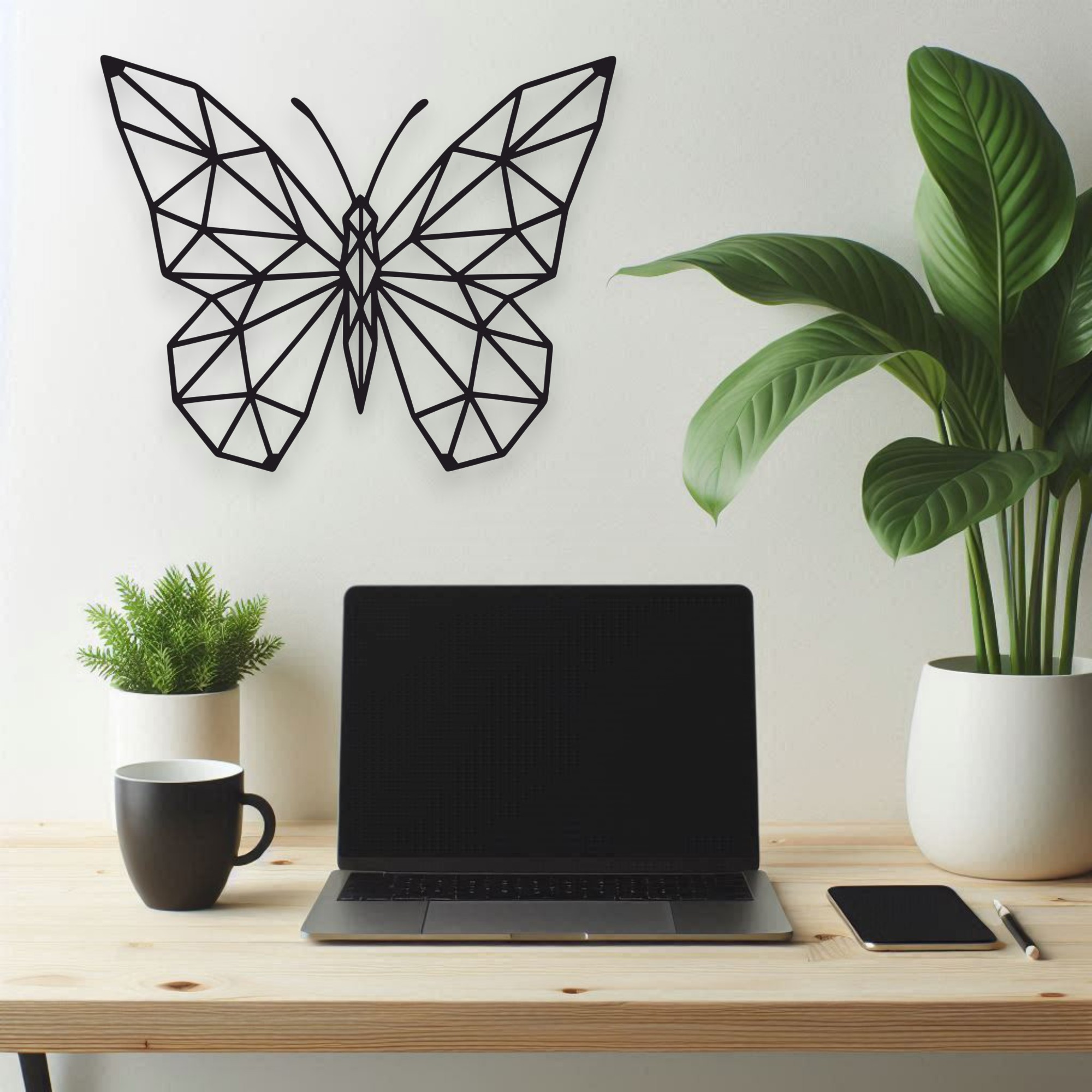 nowoczesny metalowy obraz motyl geometryczny