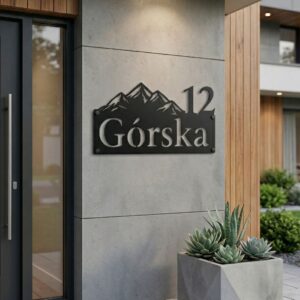 Metalowa tabliczka adresowa ulica Górska z numerem