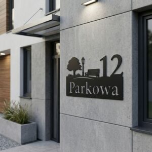 Nowoczesny numer na dom ulica Parkowa