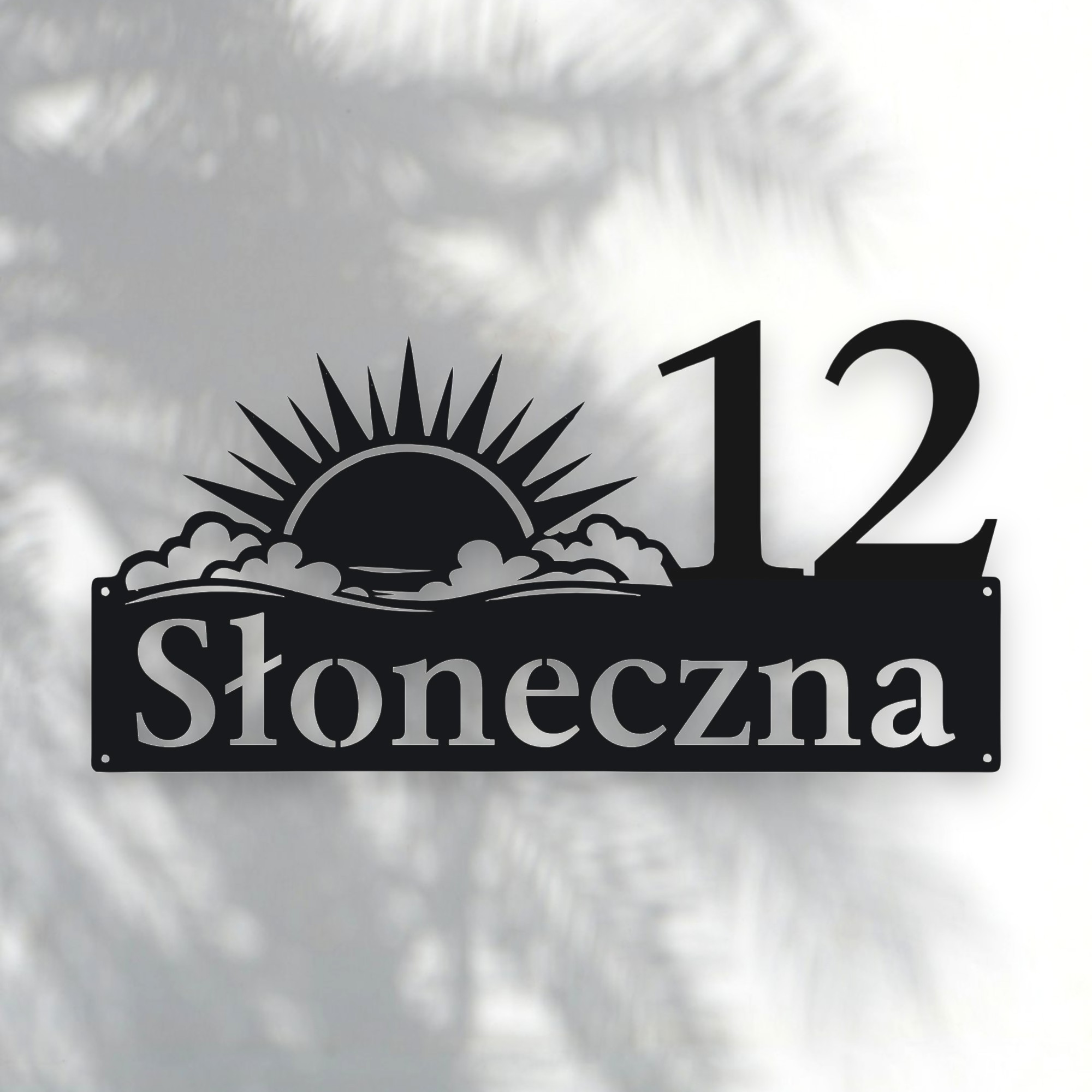 Tabliczka adresowa z numerem na dom ulica Słoneczna