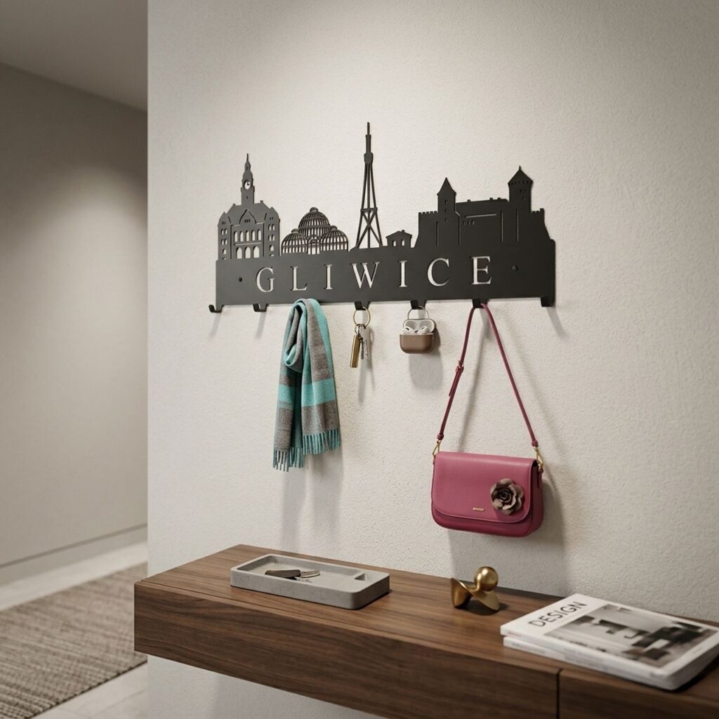 Nowoczesny designerski wieszak metalowy do przedpokoju